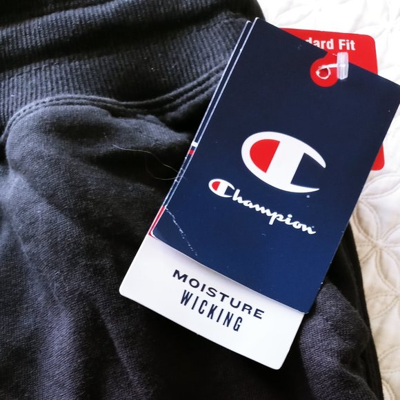 CHAMPION NWT JOGGER Casual Lounge Pants Sz Small Black w/ pockets & Cinching Tie - Picture 2 of 7